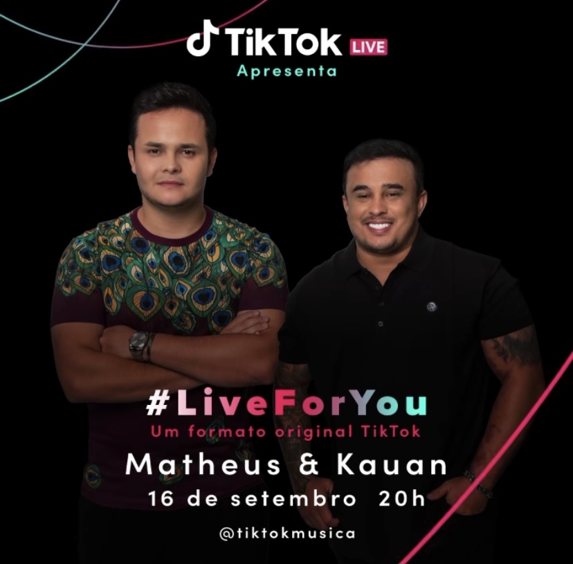 Matheus & Kauan para a divulgação do 'Live For You', do TikTok